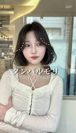 ショート カラー かえ🩶韓国ボブ🎀 透明感カラー🥣のヘアスタイル
