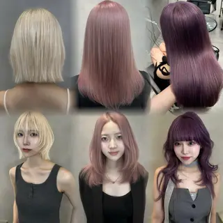 ロング ハイトーン ハイライ ト バレイヤージュのヘアスタイル