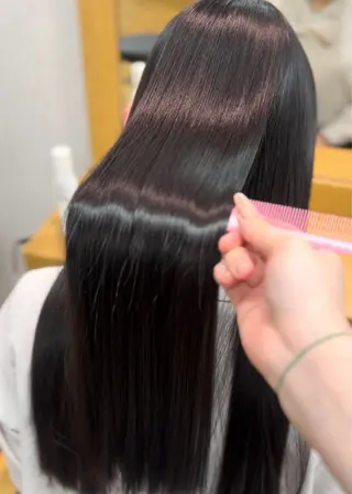 セミロング オリーブ/ 透明感カラー/れいあのヘアスタイル