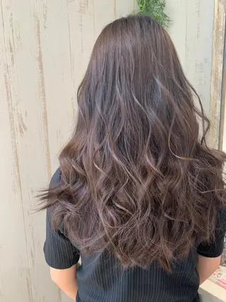 ロング カラー パーマ ヘアアレンジ チビ編み込みエクステ シールエクステのヘアスタイル