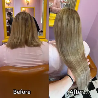 ロング シール＋ちび編み込み エクステ梅田🐨のヘアスタイル