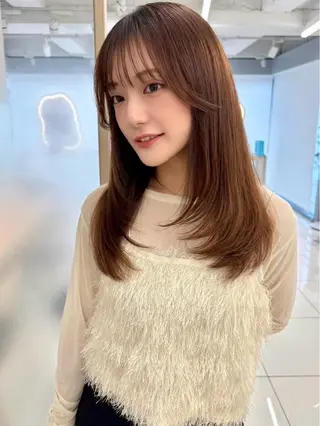 セミロング 🎀暖色カラー/ ピンク🎀mikuのヘアスタイル