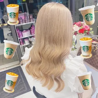 セミロング カラー 韓国ヘア特化💍 tiam💍ブリーチのヘアスタイル