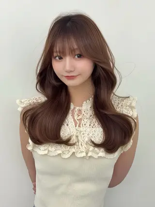 ロング カラー 韓国ヘア/レイヤー/ 顔まわり足立遥奈のヘアスタイル