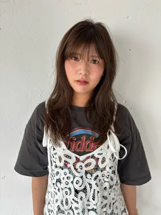 セミロング カラー 髪質改善/暗髪カラー ヘアアレンジ/スミレのヘアスタイル