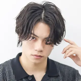 ミディアム カラー パーマ メンズ シースルーマッシュ/ メンズ/KYOHEIのヘアスタイル