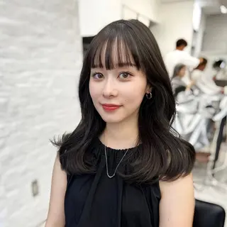 セミロング カラー 韓国ヘア♡ 顔まわりカットayaのヘアスタイル