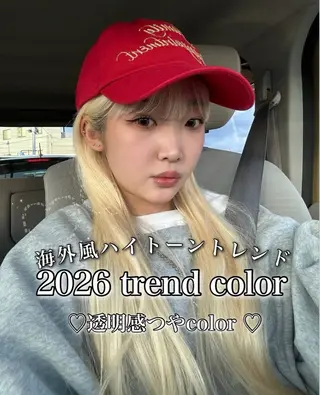 ロング 艶髪ハイトーンカラー 渋谷🎀ririkaのヘアスタイル