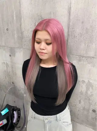 ロング カラー ヘアアレンジ メンズ のん🎀ハイトーン/ レイヤーカット🐳のヘアスタイル