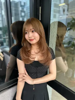 セミロング 前髪顔まわりカット 🌈中村海聖のヘアスタイル