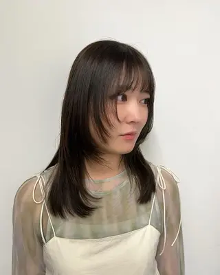 セミロング 土田かほ/本日🈳 透明感カラー🍃のヘアスタイル