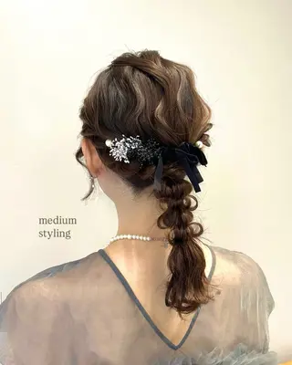 セミロング ヘアアレンジ 立川 🫧 ブリーチ 艶髪カラー🧸✨️のヘアスタイル