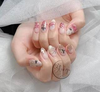 ロング 波 なみのネイルデザイン