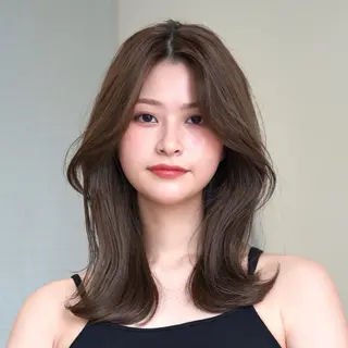 ミディアム カラー unami shibuya所属・ren ボブロブ/ミディアムのヘアスタイル