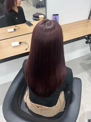 ロング カラー 💗愛され暖色💗 ピンク/レッド💗のヘアスタイル