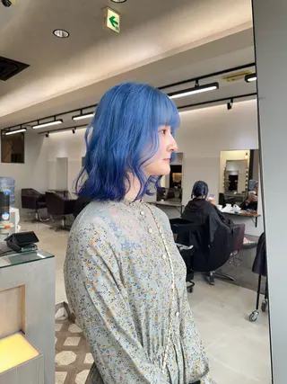 セミロング カラー ケアブリーチ/エフェ クトブリーチ/天神のヘアスタイル