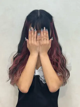 ロング カラー ヘアアレンジ ショーヤ/ブリーチ /バレイヤージュのヘアスタイル