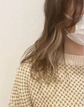 ミディアム カラー ブリーチなしWカラー /酸性ストレート河本のヘアスタイル