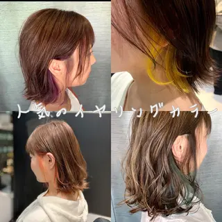 ミディアム カラー パーマ ヘアアレンジ ネイル マツエク・マツパ ボブ、縮毛矯正👑 心斎橋/高城涼也のヘアスタイル