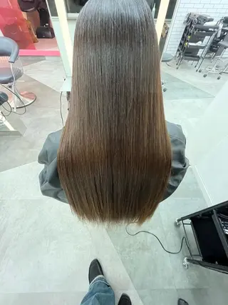 セミロング 山崎/ボブ縮毛矯正 レイヤー髪質改善のヘアスタイル