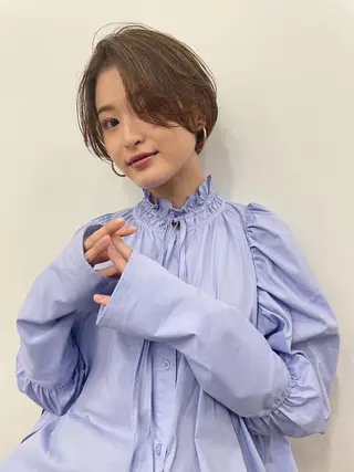 ショート カラー benji仙台所属・KOKI/ ボブ/ パーマ/透明感カラーのヘアスタイル