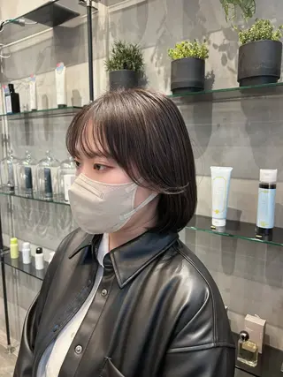 ミディアム カラー ボブ・レイヤー 田中 励也のヘアスタイル