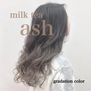 ミディアム カラー ヘアアレンジ 柔らかbeige モトキのヘアスタイル