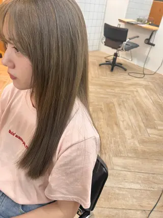 ロング カラー パーマ/縮毛矯正 /韓国風/佐藤里咲のヘアスタイル