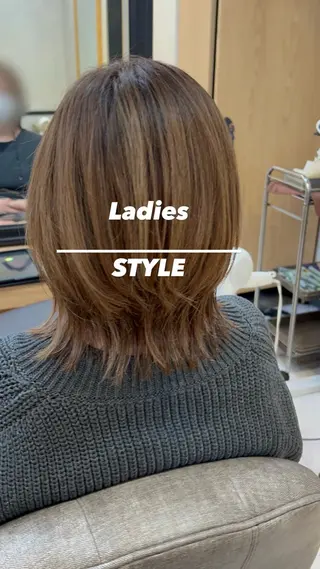 ミディアム カラー 大人女性ぼかし メンズ強化🦙平作のヘアスタイル