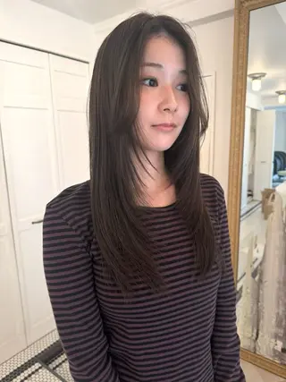 カラー ブリーチカラー🎀 韓国風/寺門美優のヘアスタイル