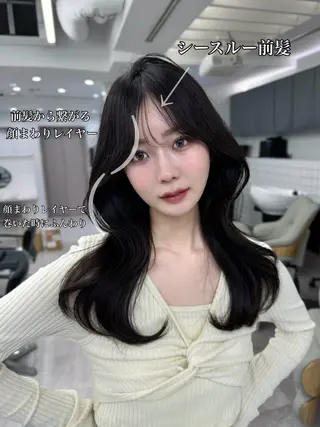 セミロング 映える顔まわり/前髪 特化 💗 ユキマのヘアスタイル