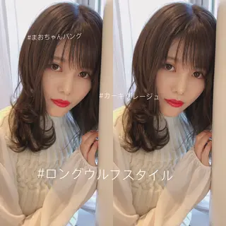 ミディアム カラー 店長/mao/ 前髪/顔周りカットのヘアスタイル