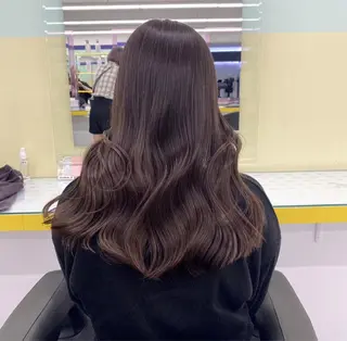 ロング 韓国ヘア/ブリーチ無 しWカラー/オリーブのヘアスタイル