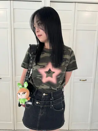 カラー ブリーチカラー🎀 韓国風/寺門美優のヘアスタイル