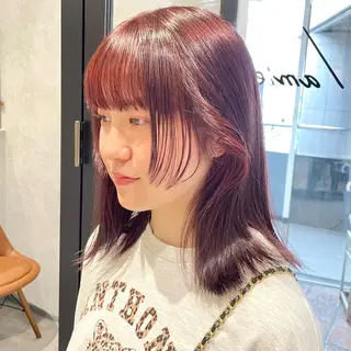 ミディアム カラー 🍊暖色×顔周り 🍊cocoroのヘアスタイル