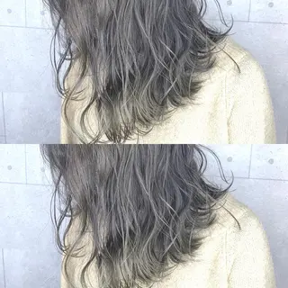 ミディアム カラー 韓国レイヤーカット/ ダブルカラーのヘアスタイル