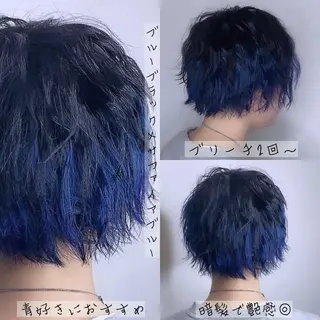 ショート カラー メンズ 熊谷ウルフ・レイヤー あゆむのヘアスタイル