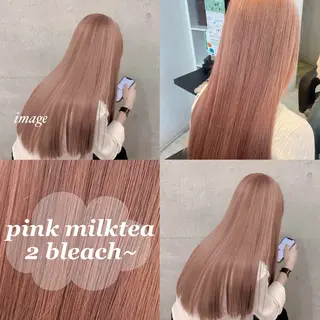 ロング カラー ブリーチ/髪質改善/ ハイトーン/暖色のヘアスタイル