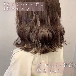 ミディアム カラー パーマ ヘアアレンジ メンズ キッズ ネイル マツエク・マツパ 新宿駅近♡友達とOK 🦋W -ワット -のヘアスタイル