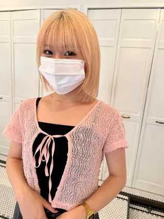 カラー ブリーチカラー🎀 韓国風/寺門美優のヘアスタイル