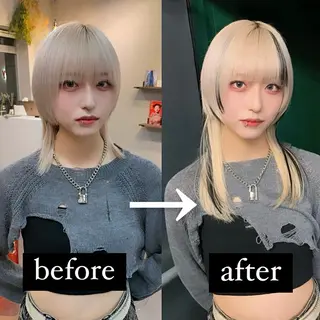 ロング カラー 中性ウルフカット ケアブリーチ/ケイトのヘアスタイル