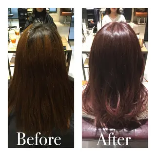 ミディアム セミロング ロング カラー パーマ アオガミ （前髪顔周りカット）のヘアスタイル