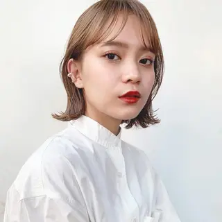 ミディアム カラー 🌱小顔ヘア/ボブ ミディアム/双葉🌱のヘアスタイル