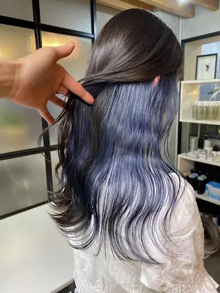 ロング カラー ヘアアレンジ 切りっぱなしボブ/ デザインカラー店長のヘアスタイル