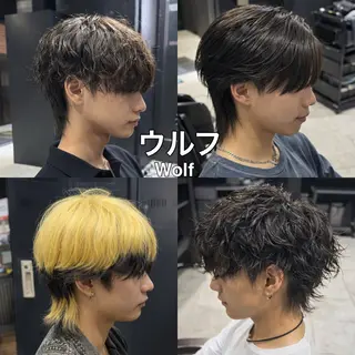 ミディアム カラー メンズ 【フェザーパーマ】 【縮毛矯正】鶴田文のヘアスタイル