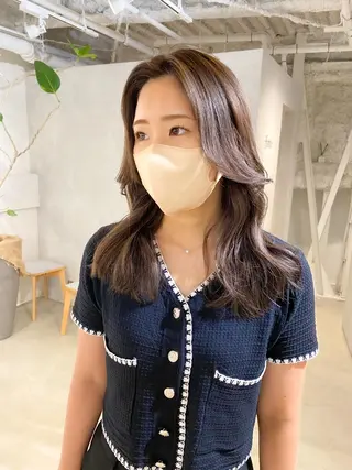 セミロング カラー パーマ レイヤーカットのプロ 大人ヘア宮森貴志のヘアスタイル