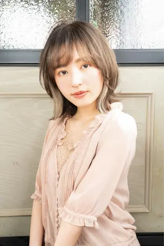 ミディアム カラー 新宿/韓国風レイヤー 髪質改善/渋谷直樹のヘアスタイル