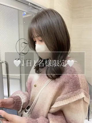 セミロング カラー Zina 蓮/博多 /艶髪/髪質改善特化のヘアスタイル