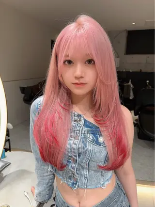 ロング カラー ヘアアレンジ ARIA💎縮毛矯正 ブリーチ💎複雑履歴のヘアスタイル