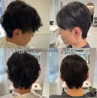 パーマ メンズ センターパート 川島爽楽のヘアスタイル